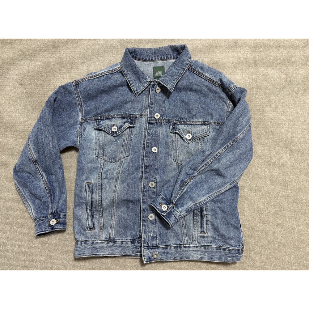 Wild Fable Jacket Womens Medium Denim Jean Button Front Pockets Casual‎ Retro